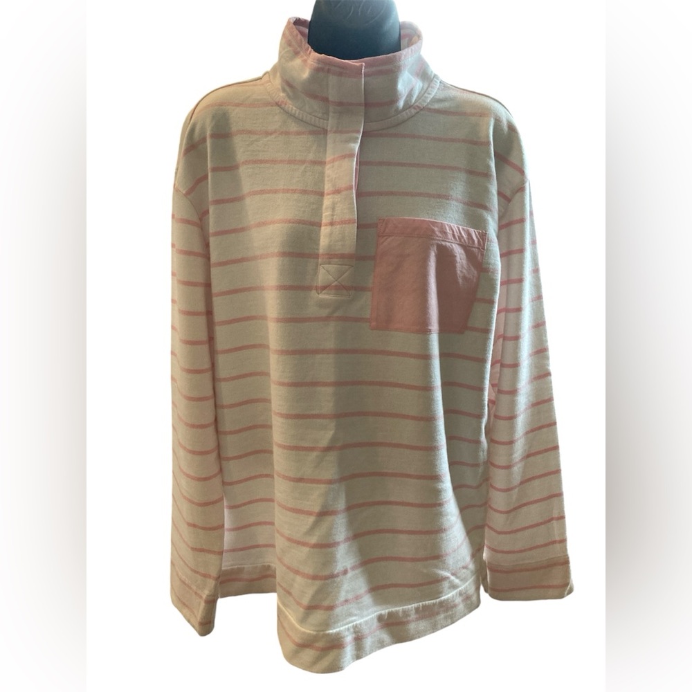 crown & ivy Striped mock neck Pullover Sweatshirt. Size Small. - Picture 14 of 14